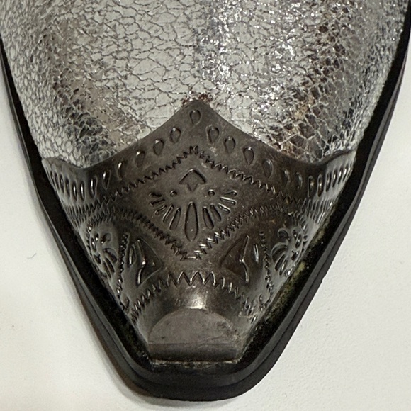 Forever 21 Silver Metallic Distressed Women's Ankle Boots - Picture 5 of 17